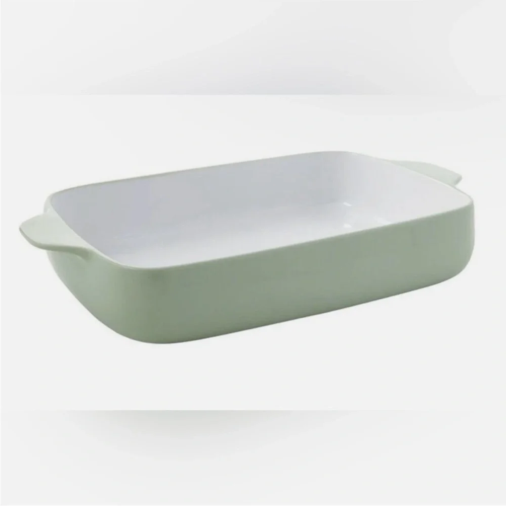KitchenAid Loaf Pan Bread Baking Rectangular  Stoneware Side Handles Pistachio